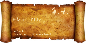 Hári Aliz névjegykártya